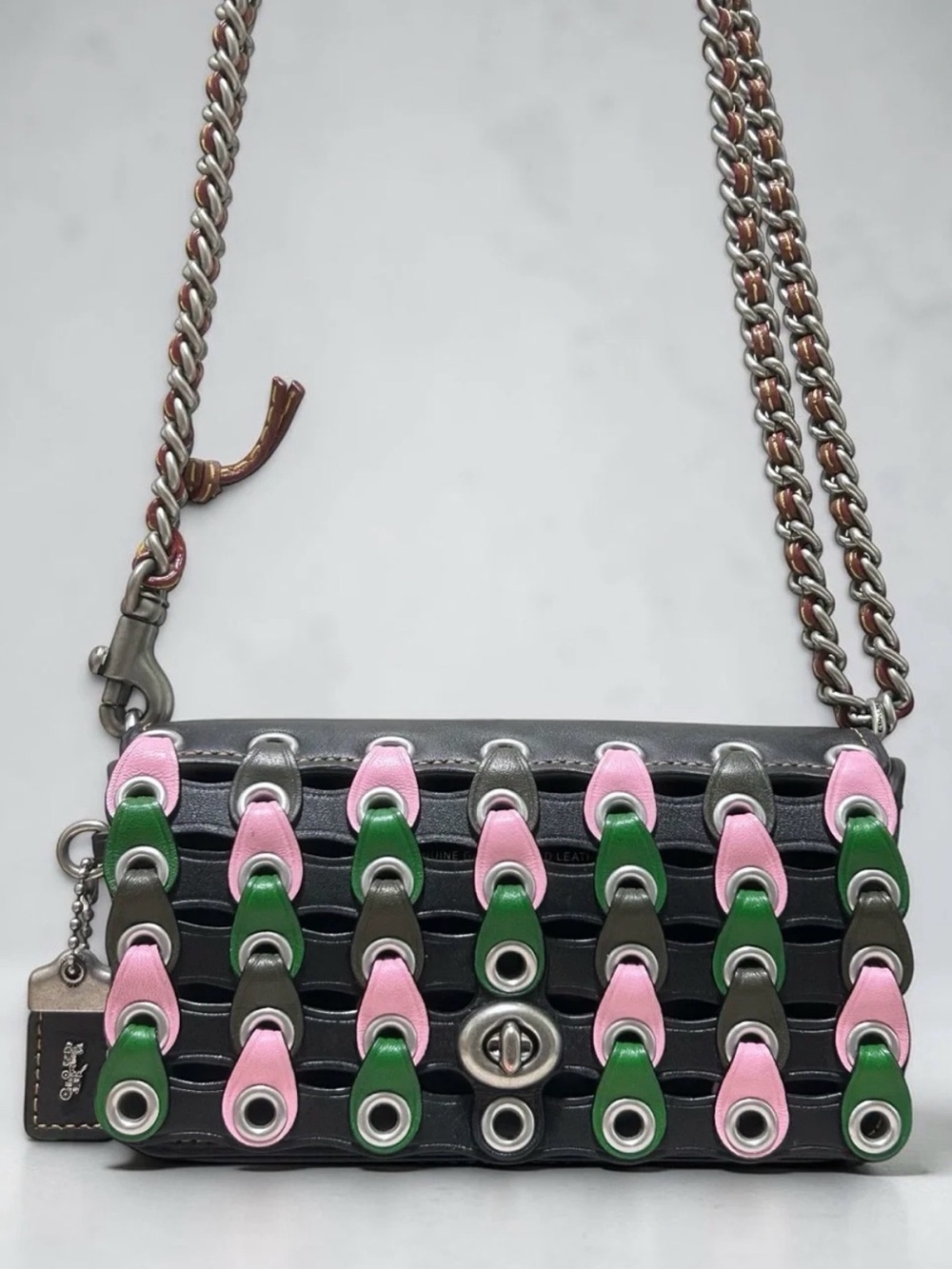 COACH 1941 Dinkier Glovetanned Leather Color Block Links Convertible Strap